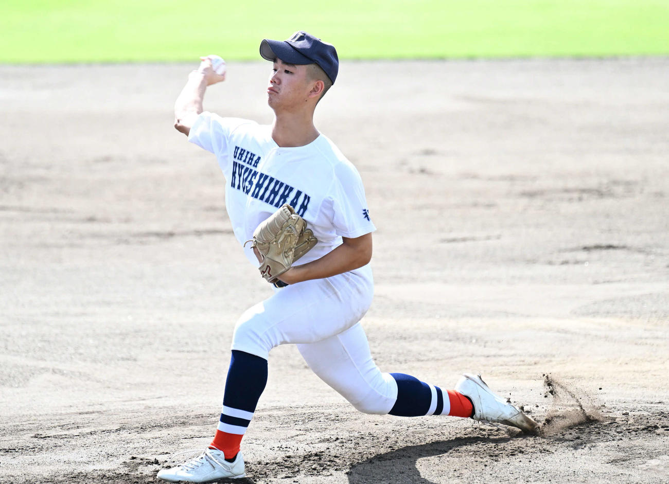 中村学園三陽対浮羽究真館　浮羽究真館先発の国武（撮影・林敢治）