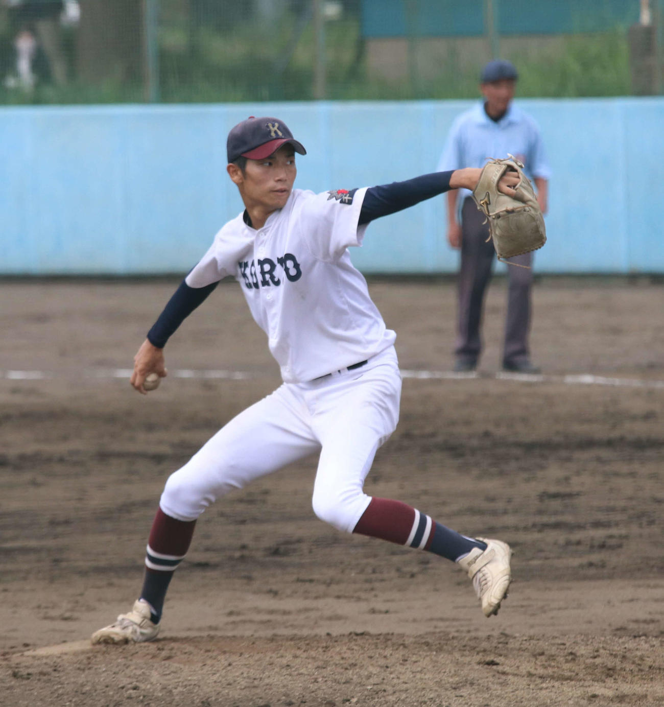 高校野球千葉大会関連　練習試合で力投する拓大紅陵・堀込（撮影・北村健龍）
