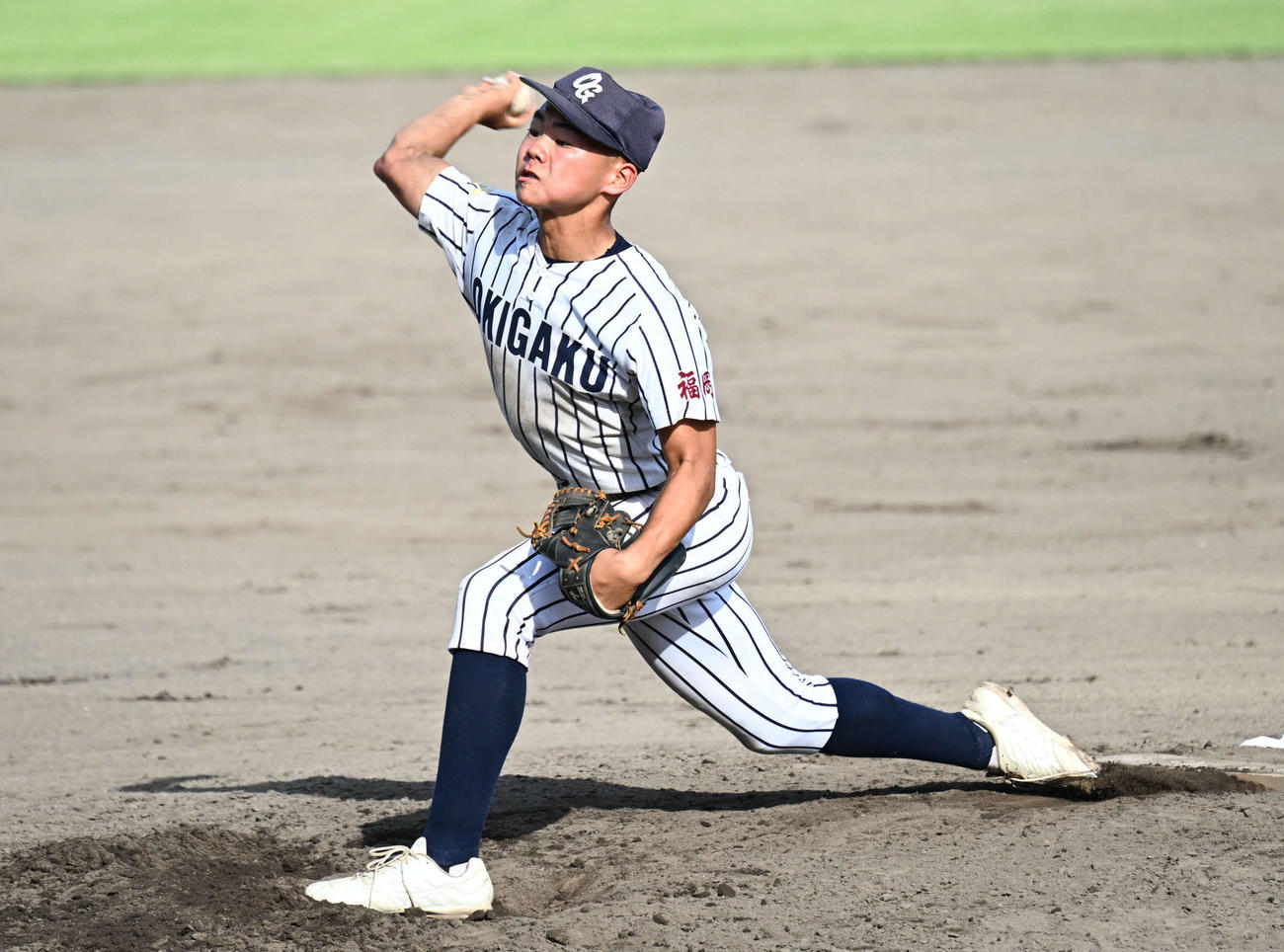 沖学園対九産大九州　沖学園4番手投手の松田（撮影・林敢治）