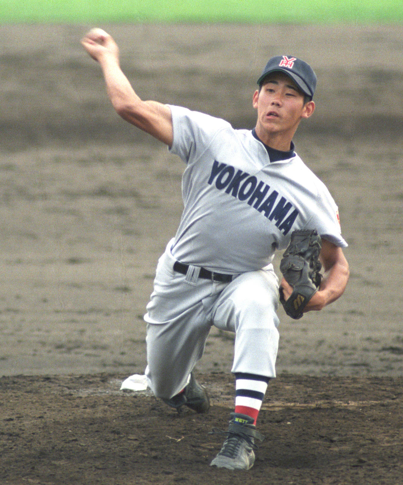力投する横浜・松坂（1997年7月撮影）