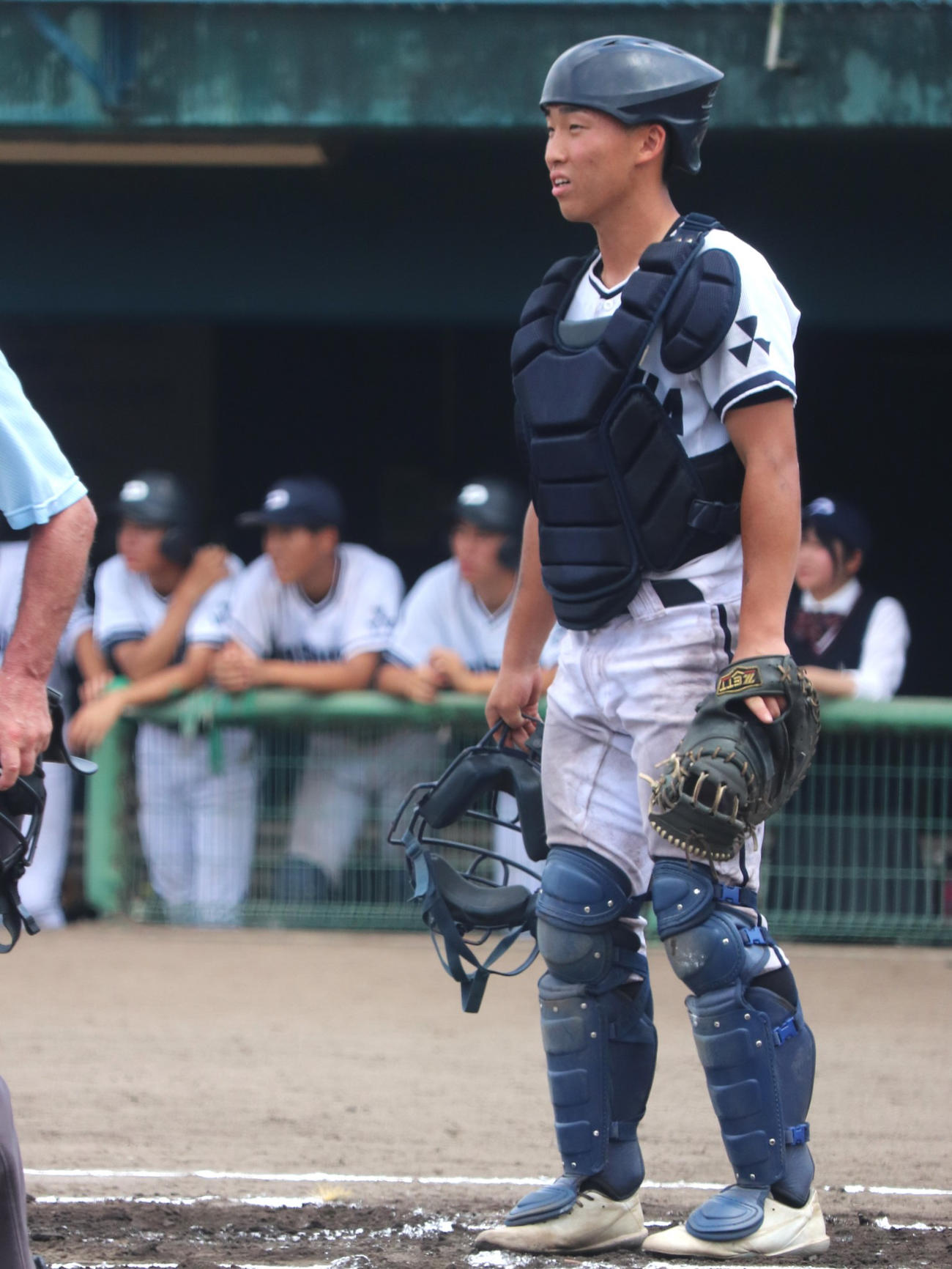 京都共栄学園対同志社国際　「4番捕手」で出場した、同志社国際・山川（撮影・中島麗）
