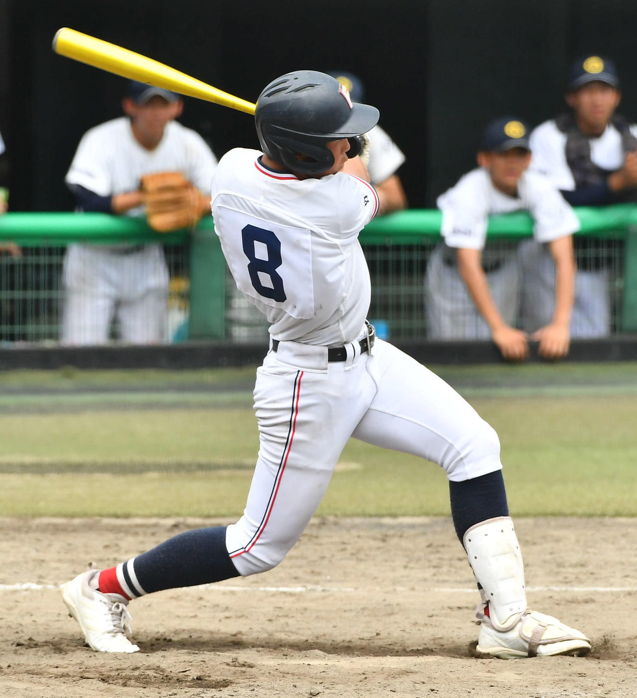 筑紫丘対福岡工　9回裏福岡工2死二塁、川崎は左前へサヨナラ打を放つ（撮影・岩下翔太）