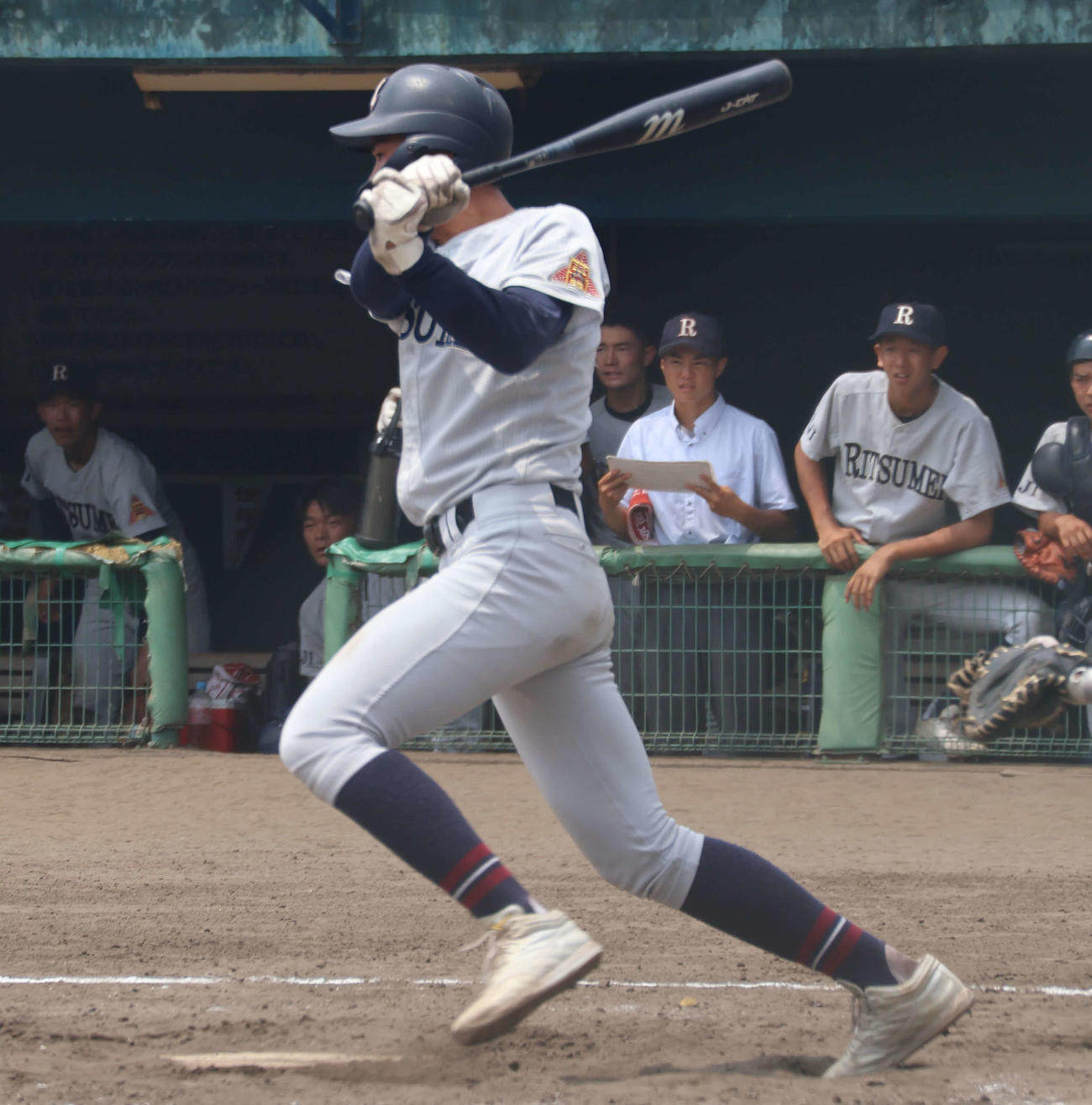 2回戦　立命館宇治対城南菱創　打撃でも3安打と活躍した立命館宇治・道勇撮影・佐藤奨真）