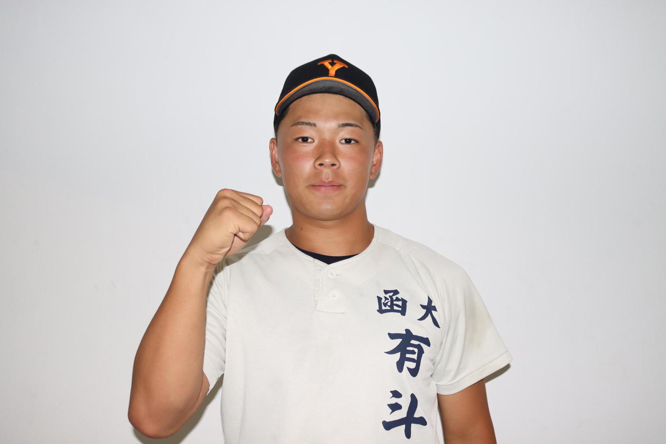 公式練習に参加した函館大有斗の長谷川（撮影・保坂果那）