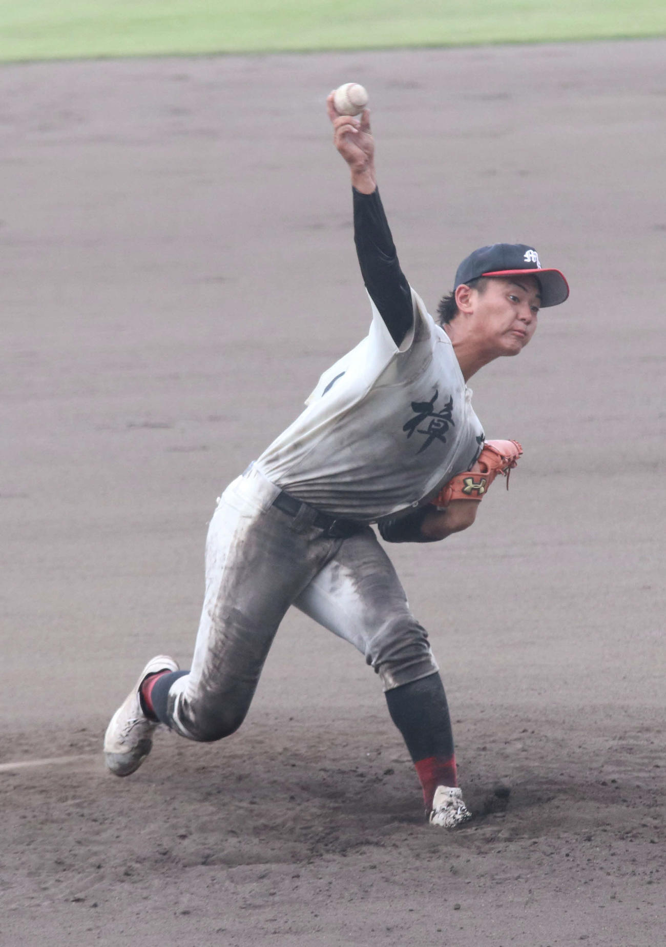 大原・茂原樟陽対成田北　力投する茂原樟陽・十枝（撮影・北村健龍）