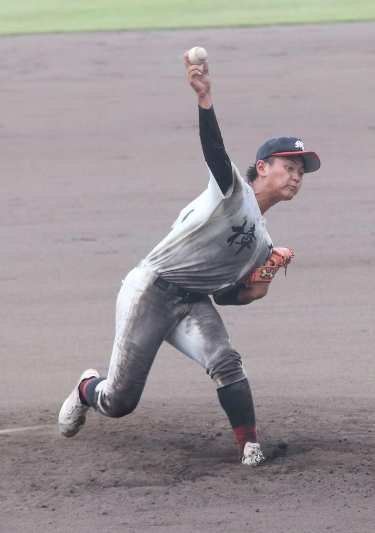 大原・茂原樟陽対成田北　力投する茂原樟陽・十枝（撮影・北村健龍）