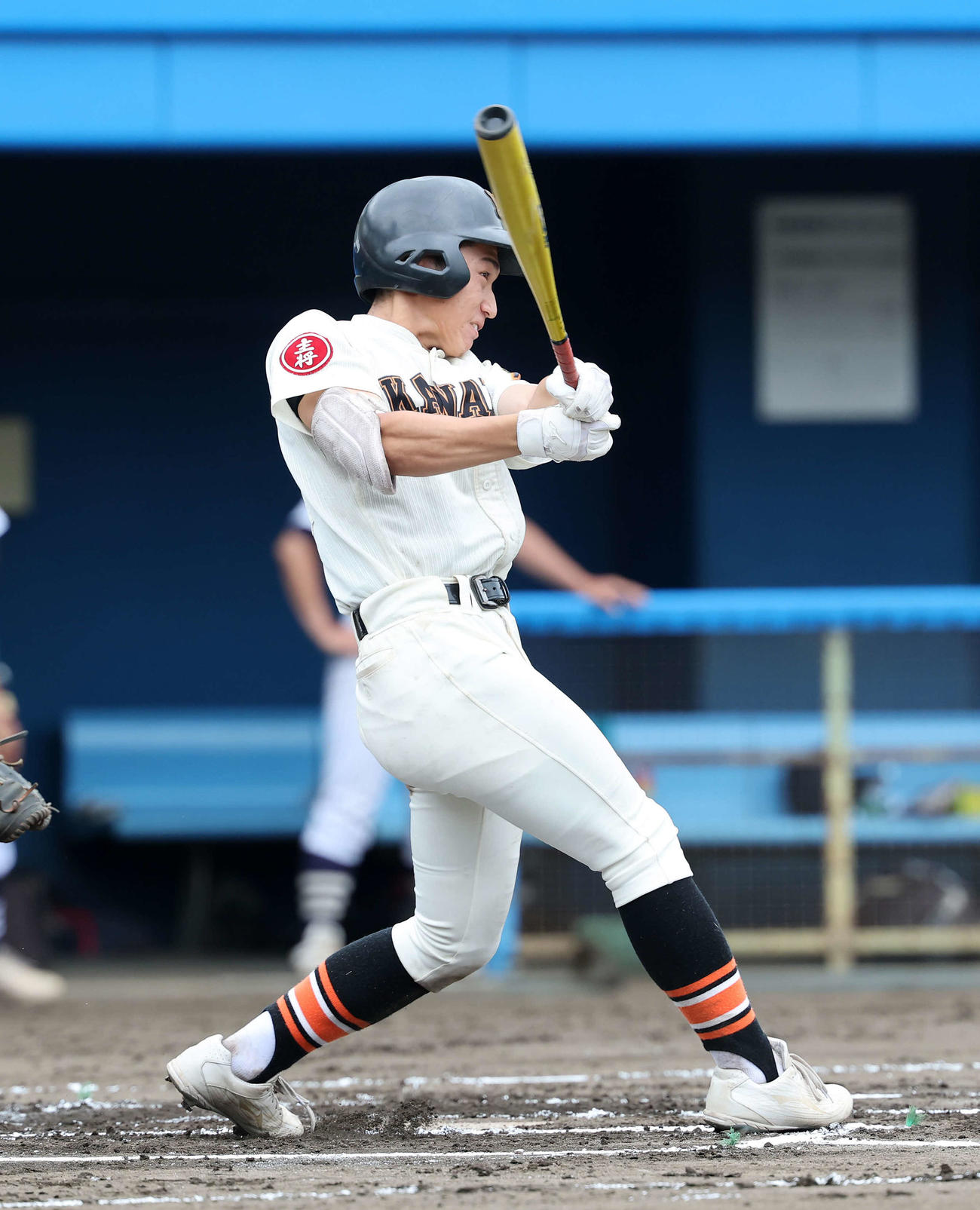 柏陽対川和　6回裏川和無死満塁、矢島は右越え適時二塁打を放つ（撮影・鈴木正人）