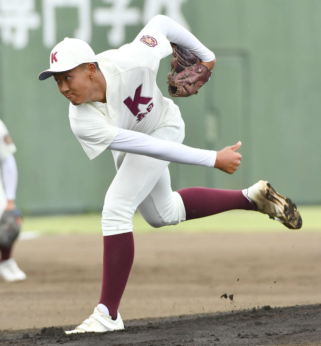 明善対春日　春日先発の矢野（撮影・岩下翔太）