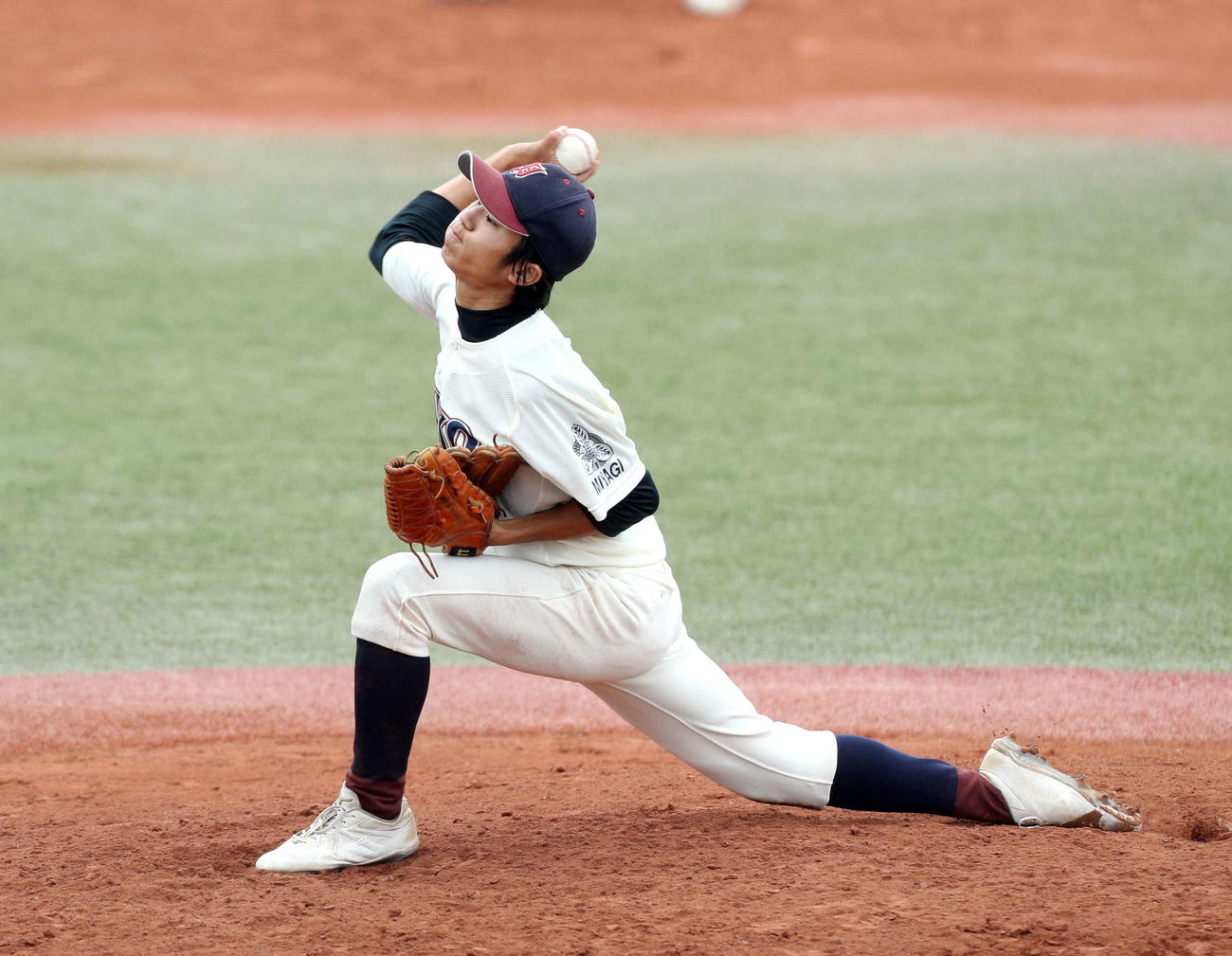 伊具対古川学園　2番手で登板した伊具・長谷部（撮影・木村有優）