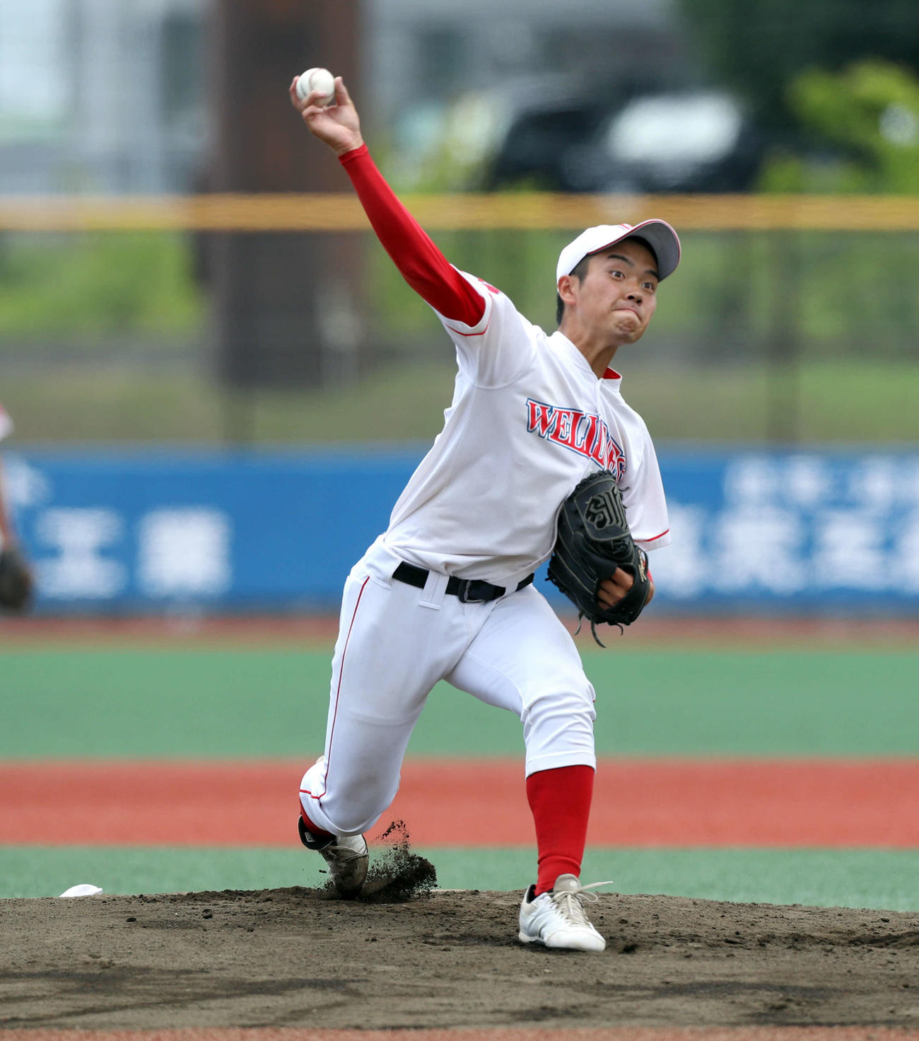 日本ウェルネス宮城対仙台商　先発した日本ウェルネス宮城・新沼櫂里（撮影・木村有優）