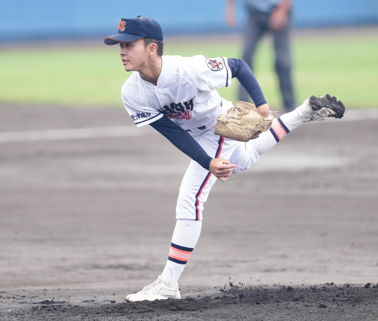 袖ケ浦対木更津総合　先発し力投する木更津総合・大井（撮影・鈴木みどり）