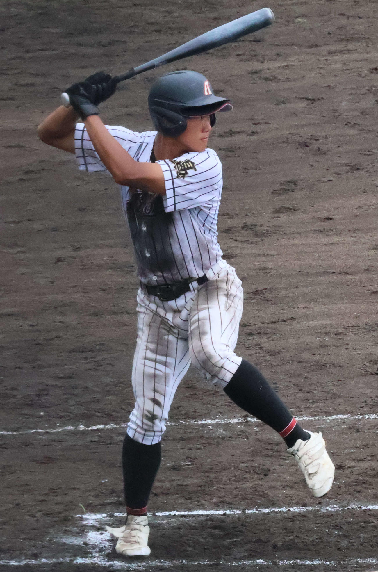 長田対網干　1回裏に本塁打を放った網干・三浦駿（撮影・大西真生）