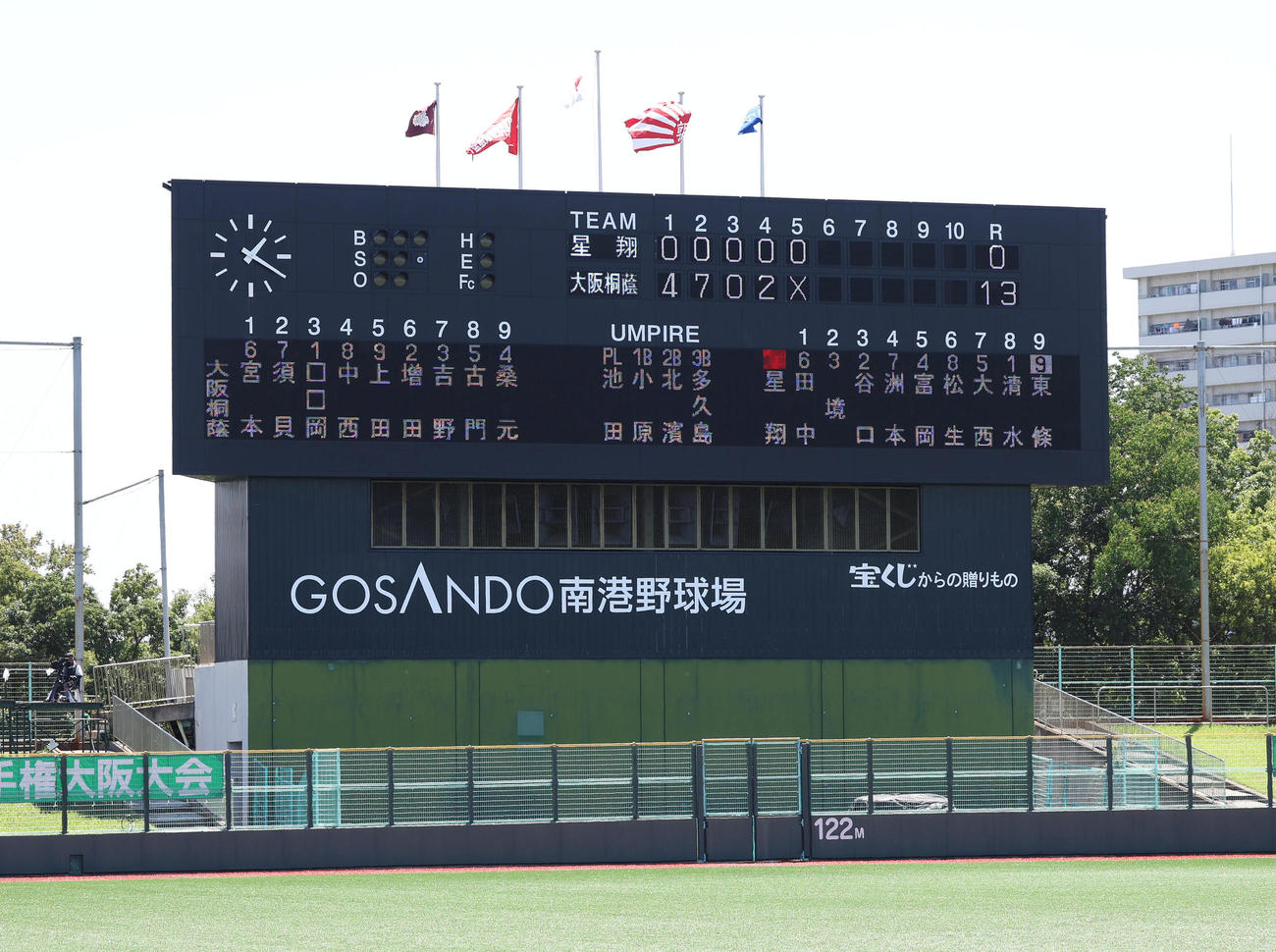 星翔対大阪桐蔭　星翔に5回コールド勝ちをした大阪桐蔭（撮影・白石智彦）