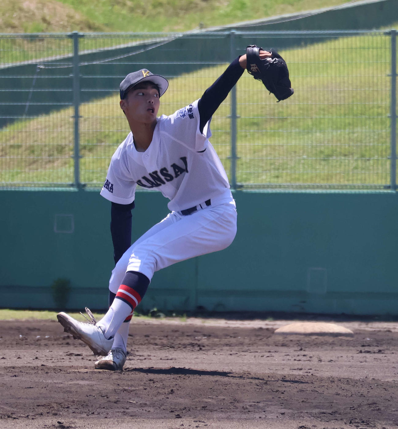 高校野球大阪大会3回戦関大一対箕面自由学園　先発で7回12奪三振無失点と好投した関東一・奥田大輝（撮影・佐藤奨真）