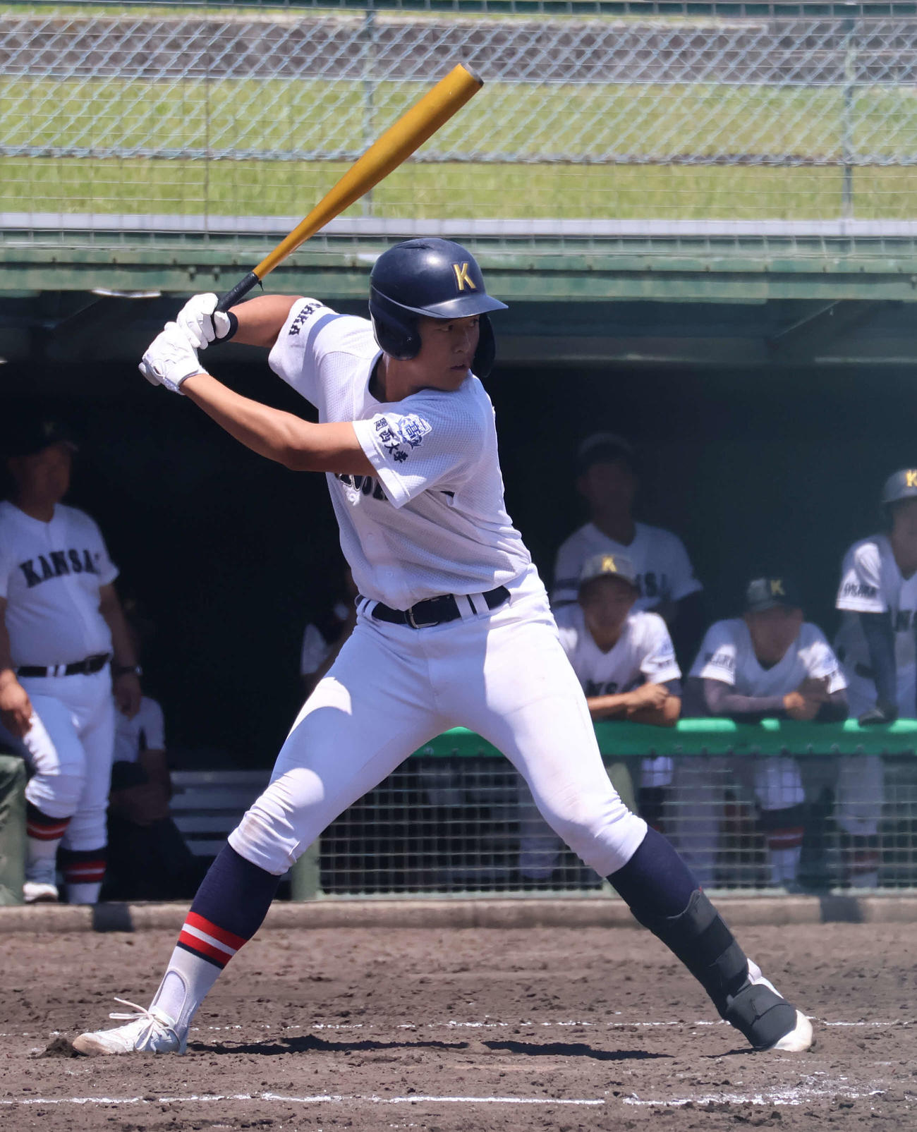 高校野球大阪大会3回戦関大一対箕面自由学園　3安打3打点1本塁打と活躍した関大一・松本颯人（撮影・佐藤奨真）