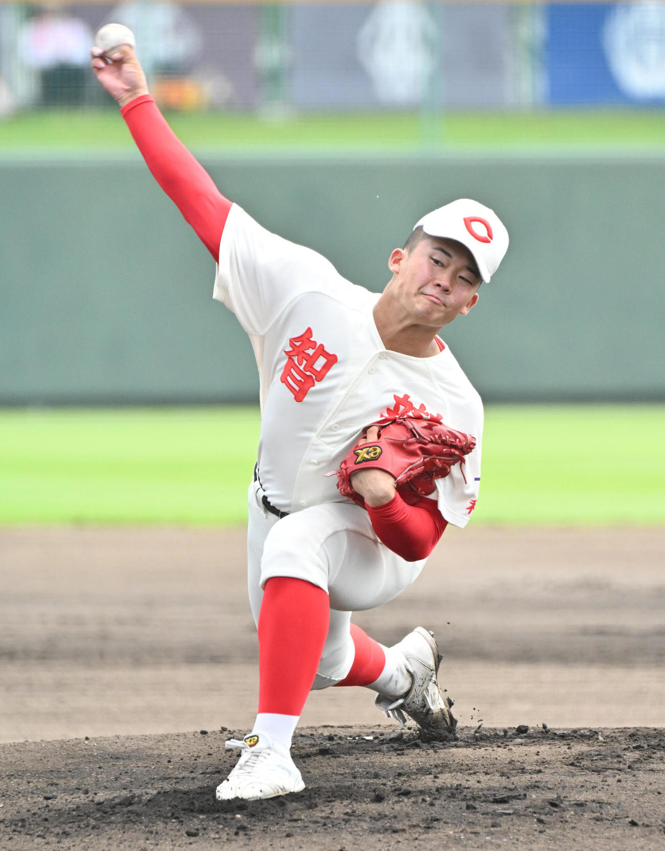 智弁和歌山対有田中央、貴志川、和歌山南陵　智弁和歌山先発の渡辺颯人（撮影・石井愛子）