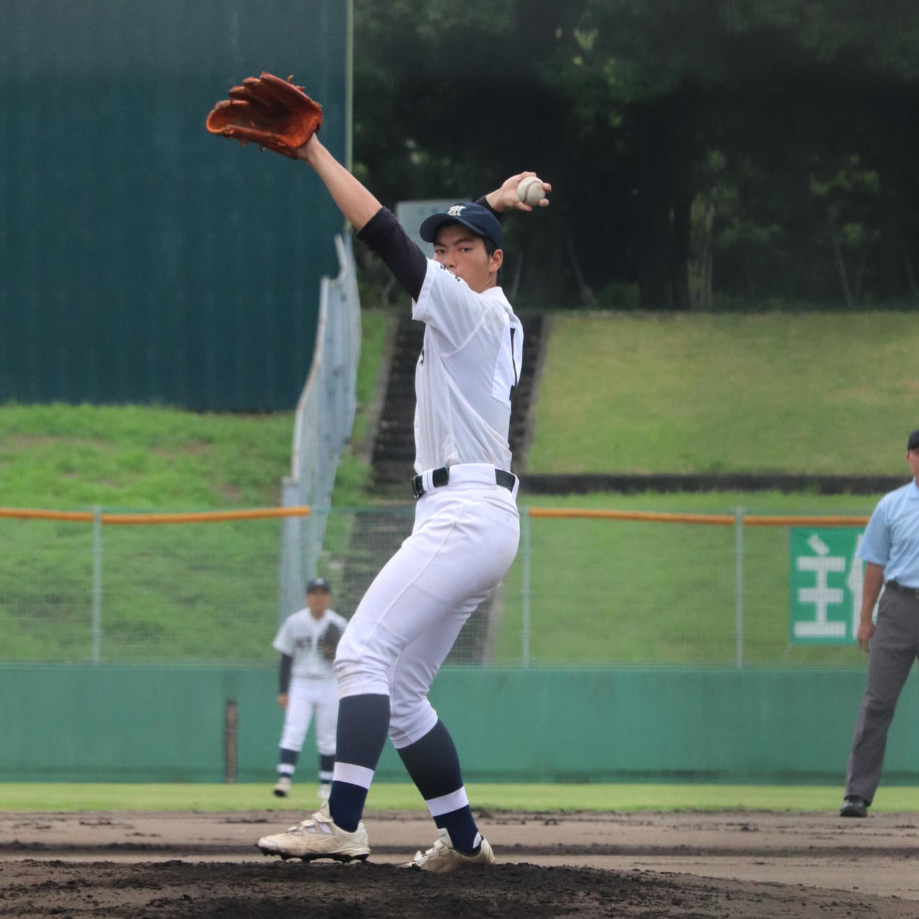 大阪大会3回戦　都島工対大冠　都島工の先発、三樹（撮影・中島麗）