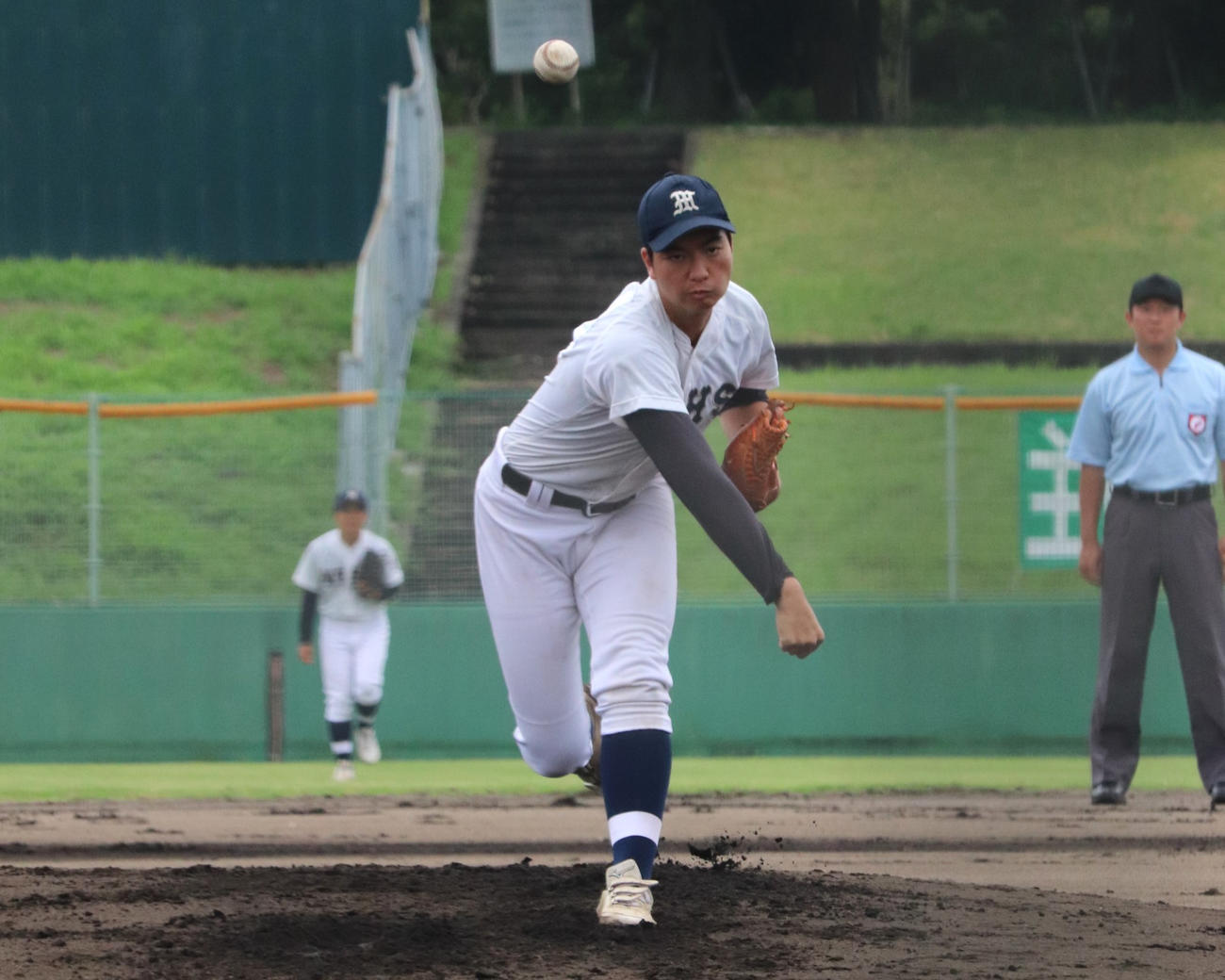 大阪大会3回戦　都島工対大冠　都島工の先発、三樹（撮影・中島麗）