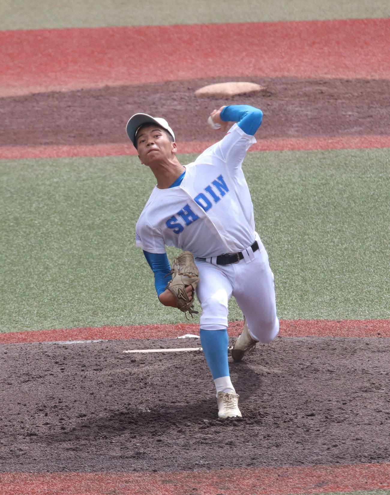 八千代松陰対長狭　先発し力投する八千代松陰・高橋優（撮影・北村健龍）
