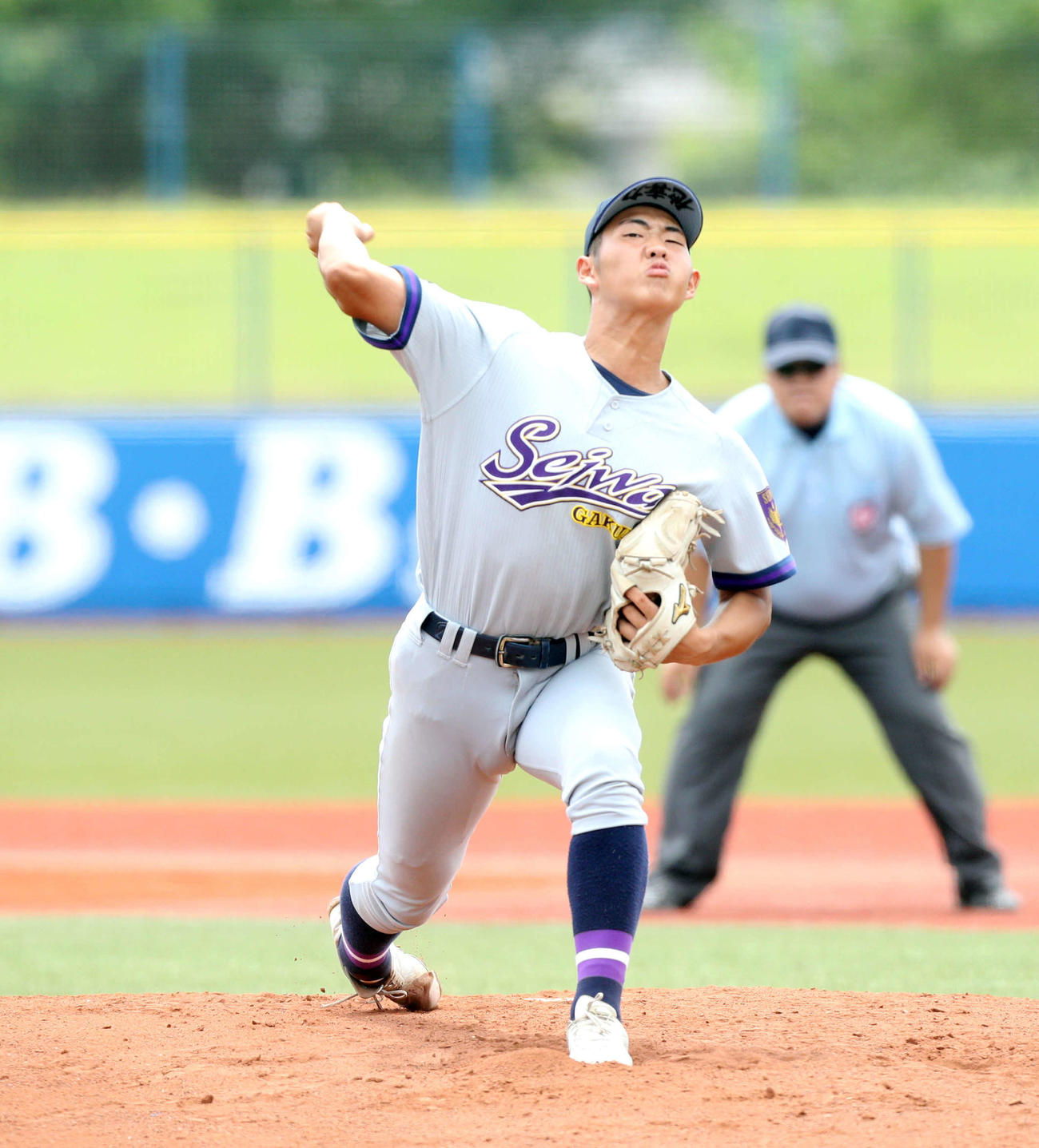 聖和学園対仙台商　先発の聖和学園・高橋歩（撮影・木村有優）
