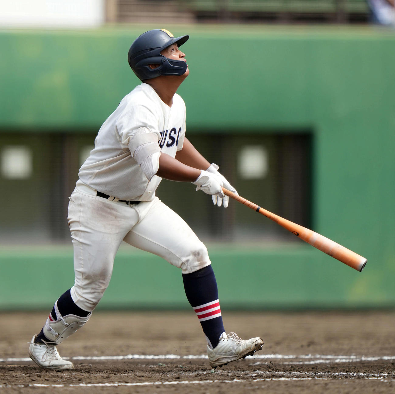 桐光学園対武相　8回裏武相1死一、三塁、同点となる右犠飛を放つ森山（撮影・小島史椰）