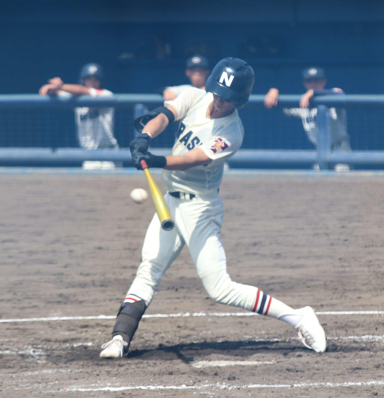 銚子商対習志野　3回表習志野2死二塁、適時打を放つ習志野・岡田（撮影・北村健龍）