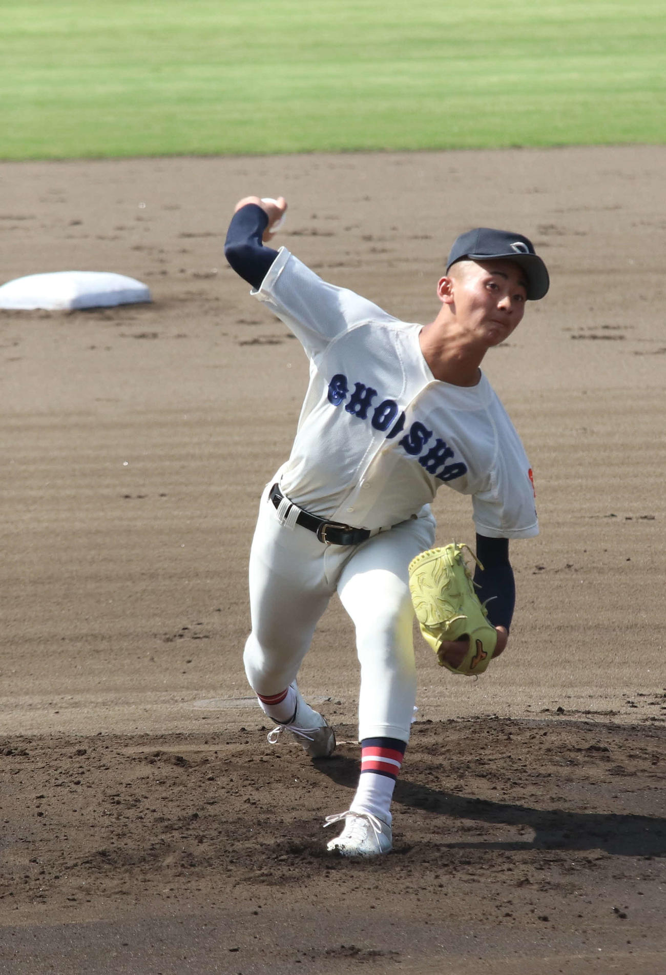 銚子商対習志野　先発し力投する銚子商・沢村（撮影・北村健龍）