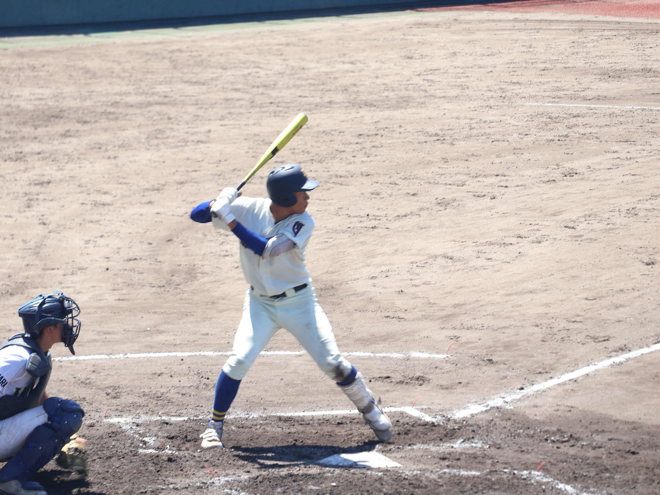 奈良大付対生駒　奈良大付・杉山竜之輔が3打数2安打と好調を見せる（撮影・溝淵千夏）