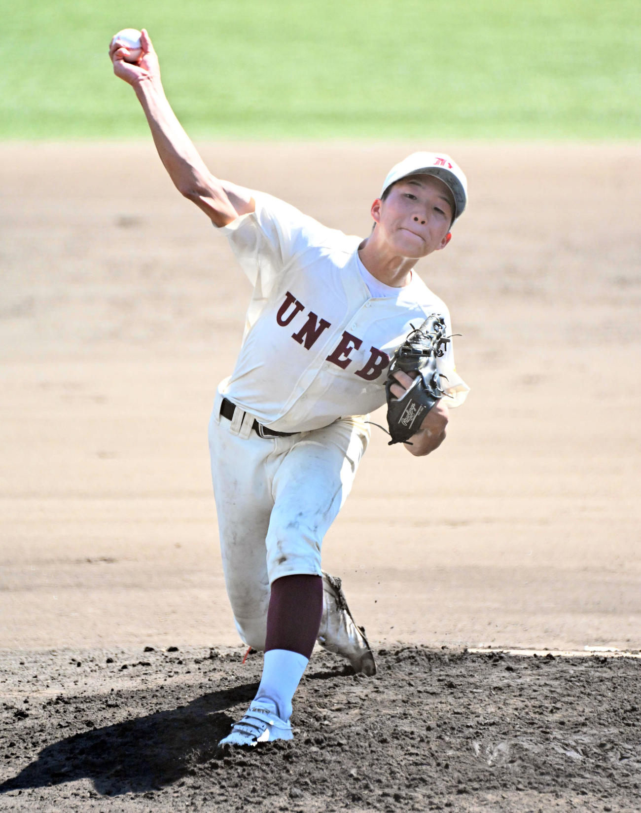 畝傍対高田　畝傍先発の木村昌哉（撮影・石井愛子）
