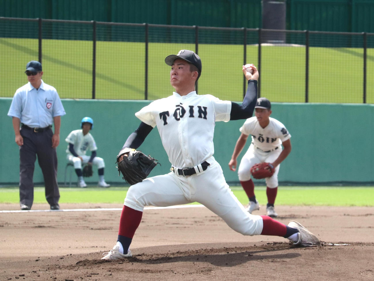 高石対大阪桐蔭　先発した大阪桐蔭の背番号11・佐井川（撮影・中島麗）