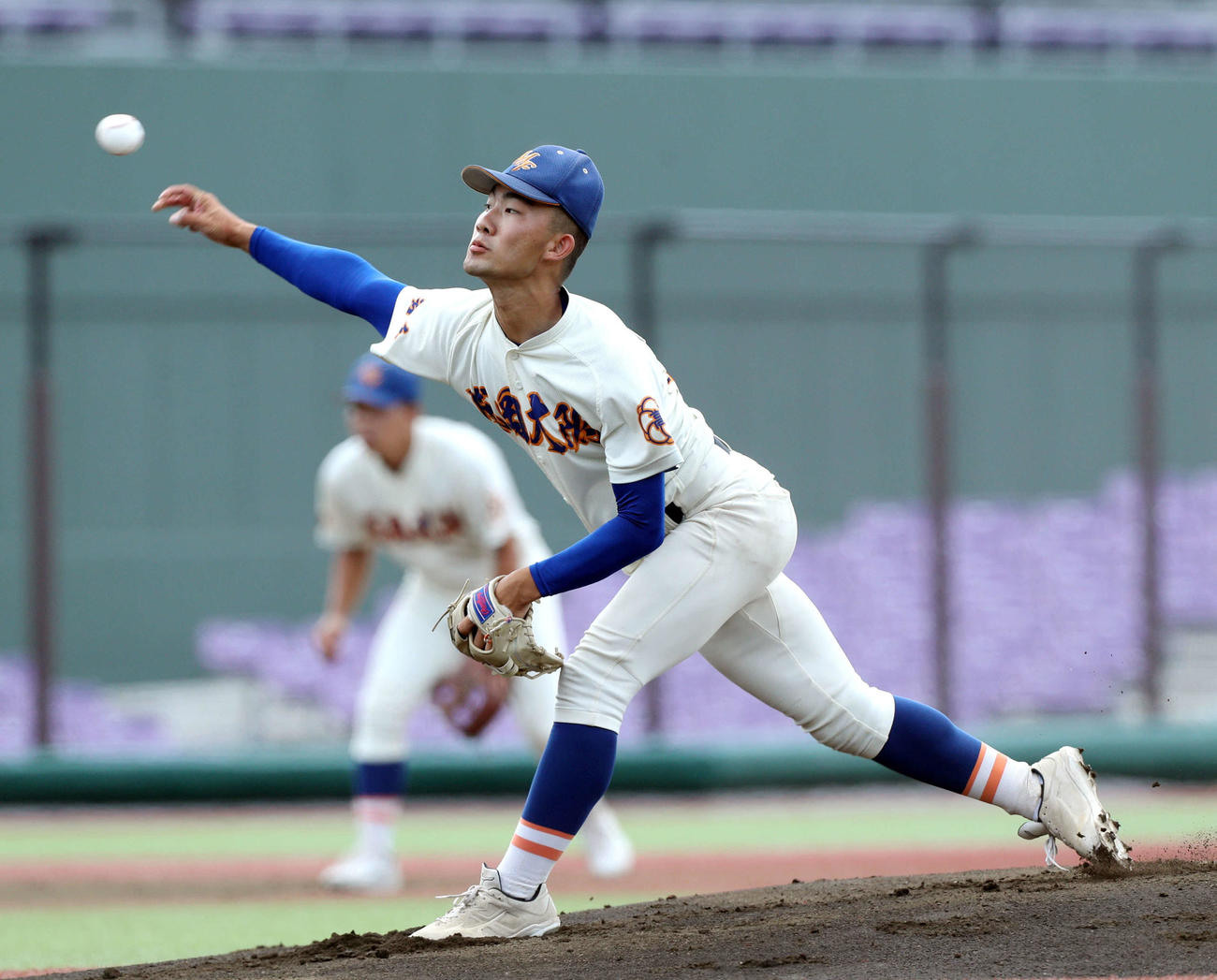 盛岡誠桜対盛岡大付　先発の盛岡大付・若林（撮影・木村有優）