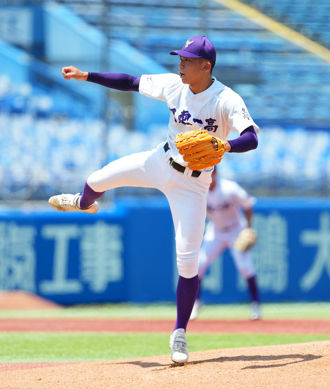 江戸川対関東第一　関東第一先発の石田（撮影・菅敏）