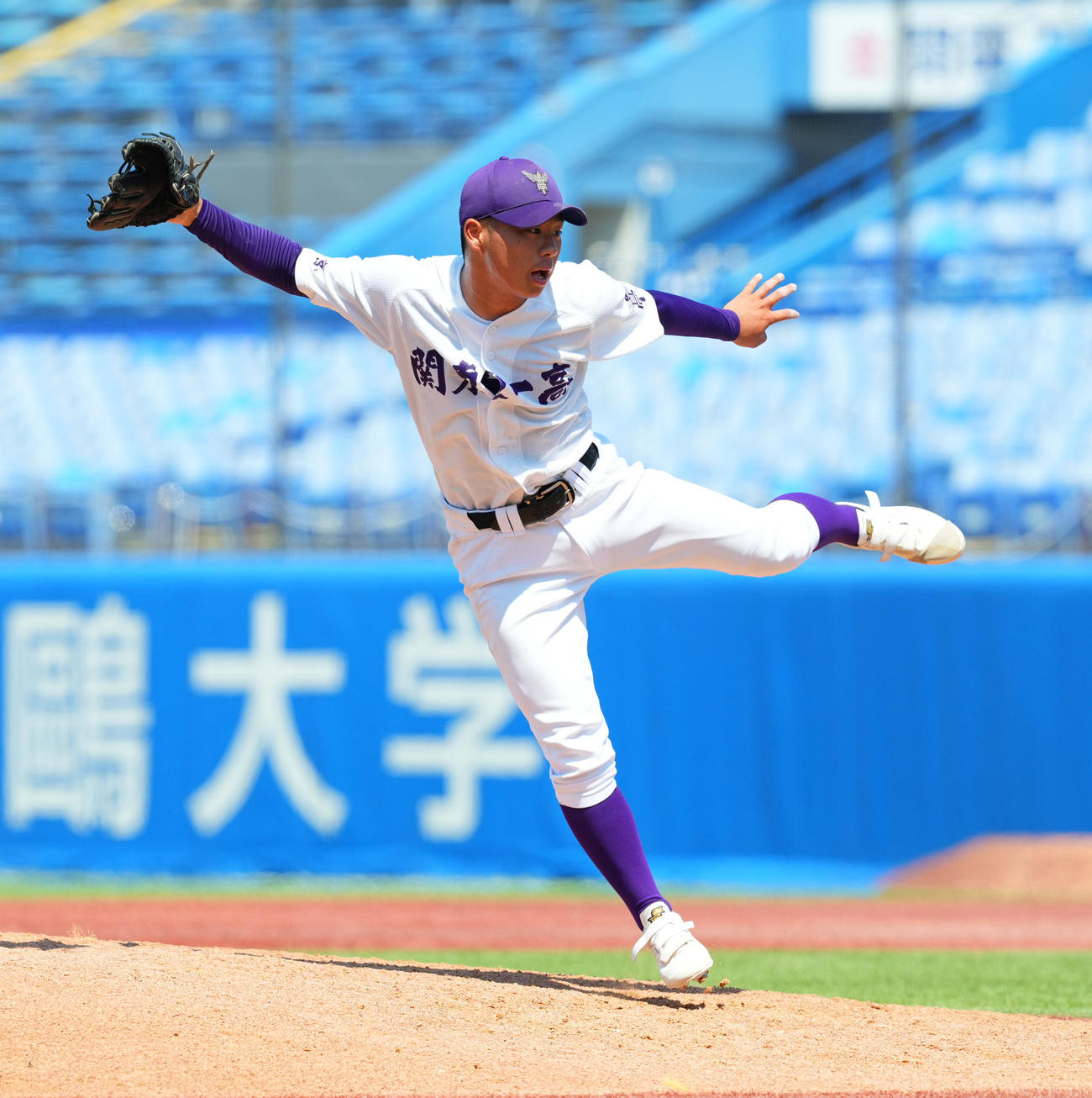 江戸川対関東第一　6回、関東第一2番手の松沢（撮影・菅敏）