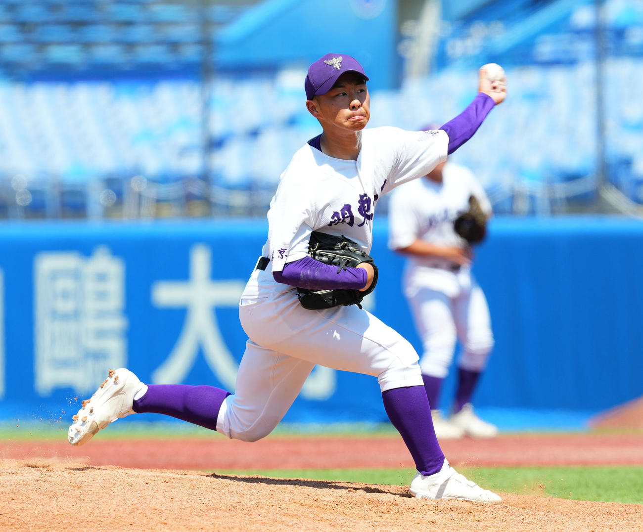 江戸川対関東第一　6回、関東第一2番手の松沢（撮影・菅敏）