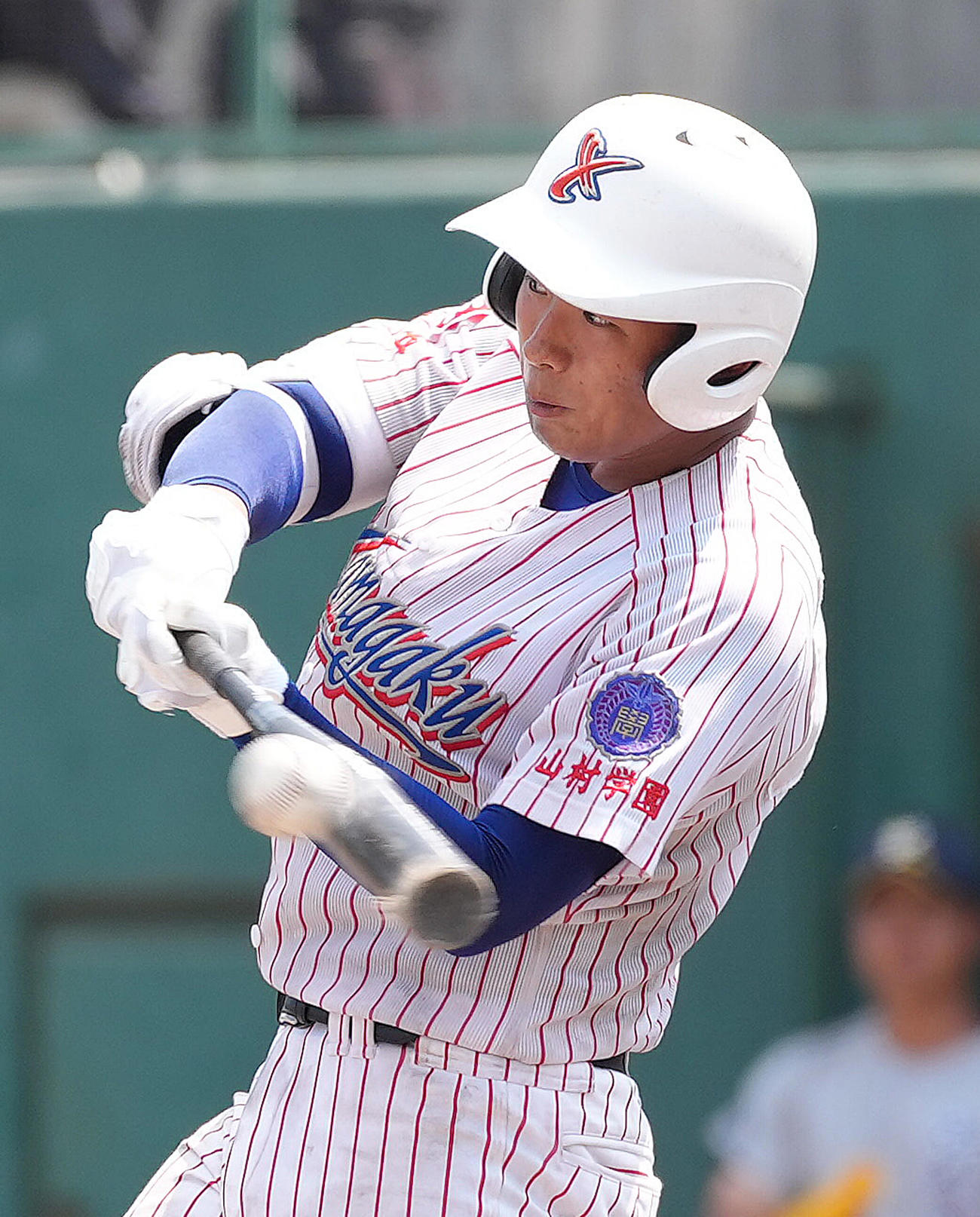 山村学園対西武台　3回表山村学園無死二、三塁、横田は2点適時二塁打を放つ（撮影・足立雅史）