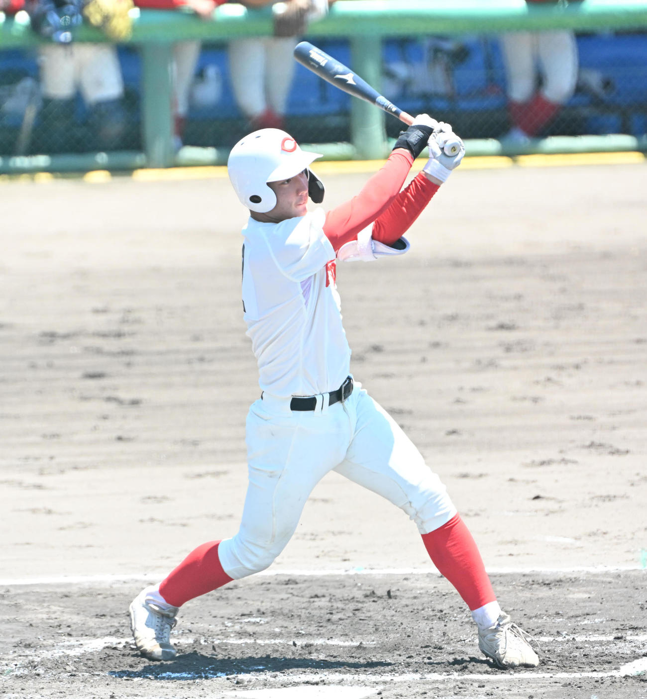 智弁和歌山対市和歌山　1回表智弁和歌山2死一、三塁　山田凜虎は適時打を放つ（撮影・石井愛子）