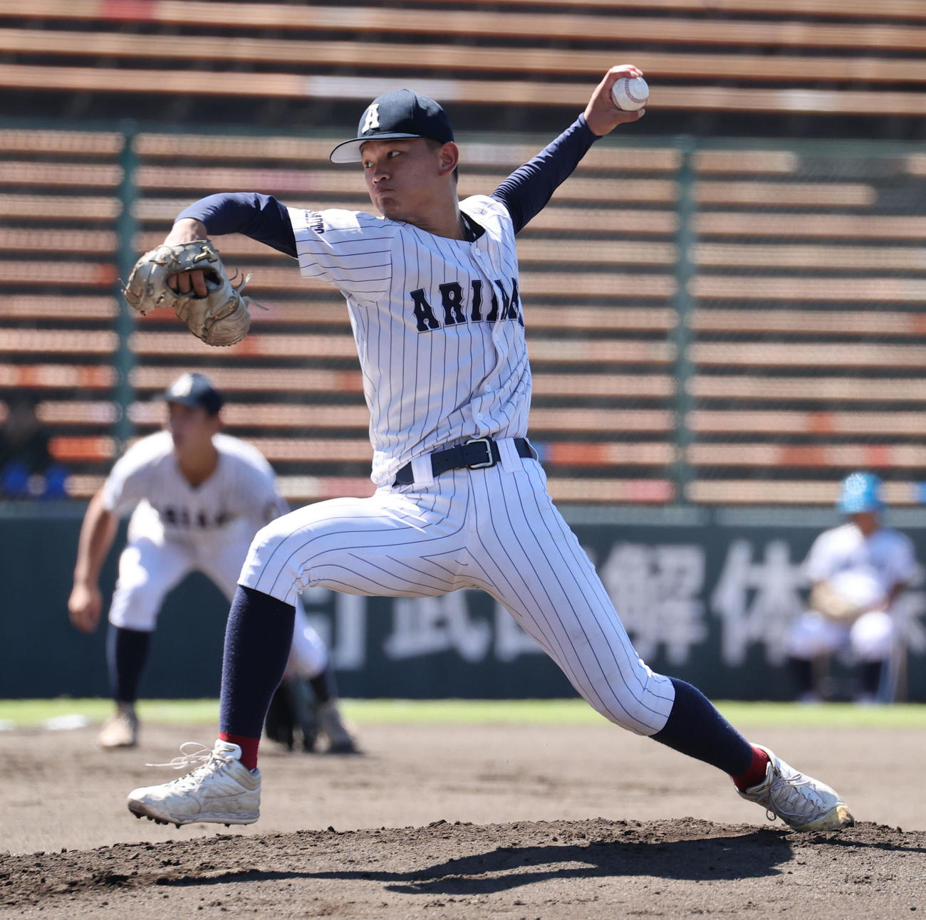 有明対東海大熊本星翔　有明先発の斉藤（撮影・梅根麻紀）