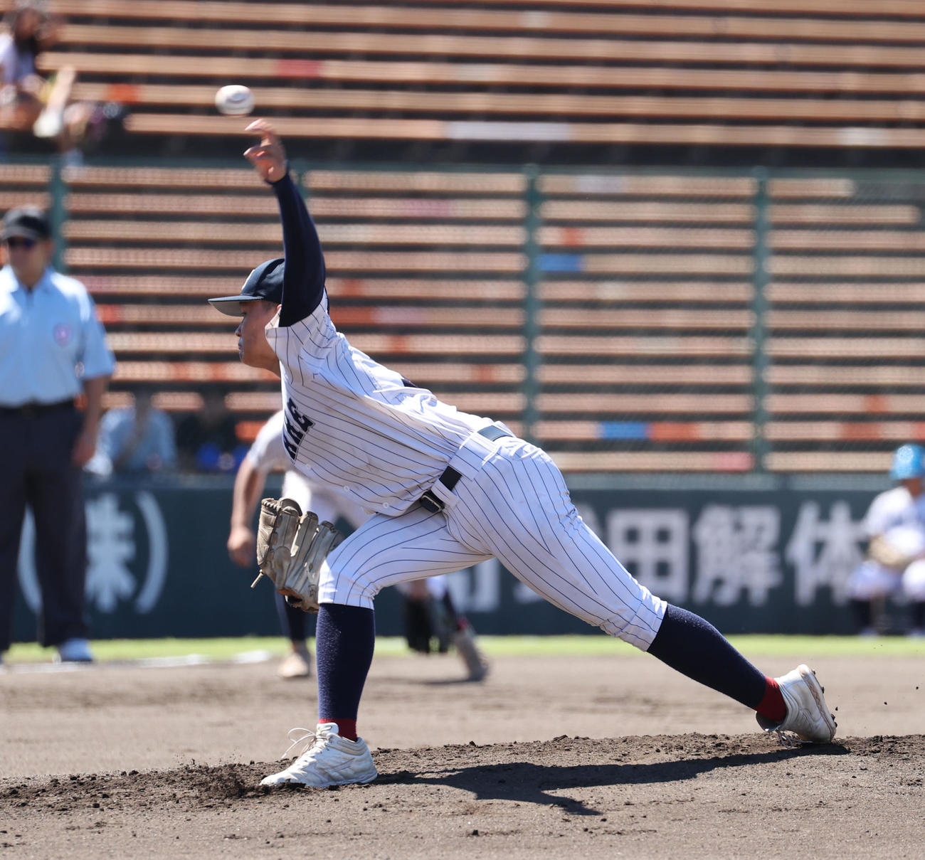 有明対東海大熊本星翔　有明先発の斉藤（撮影・梅根麻紀）