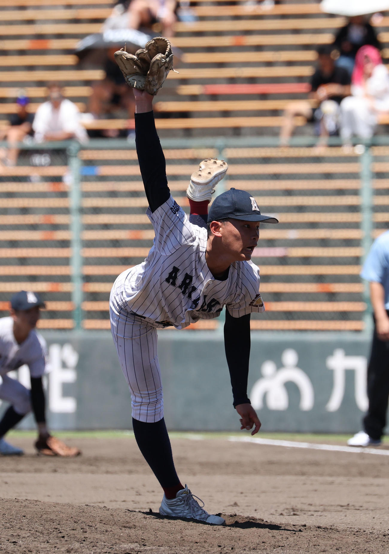 有明対東海大熊本星翔　有明先発の斉藤（撮影・梅根麻紀）