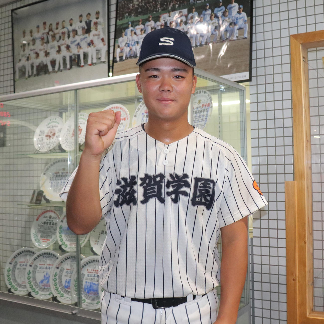 滋賀大会準決勝　滋賀学園対八日市　試合後に取材に応じた、滋賀学園の吉森（撮影・中島麗）