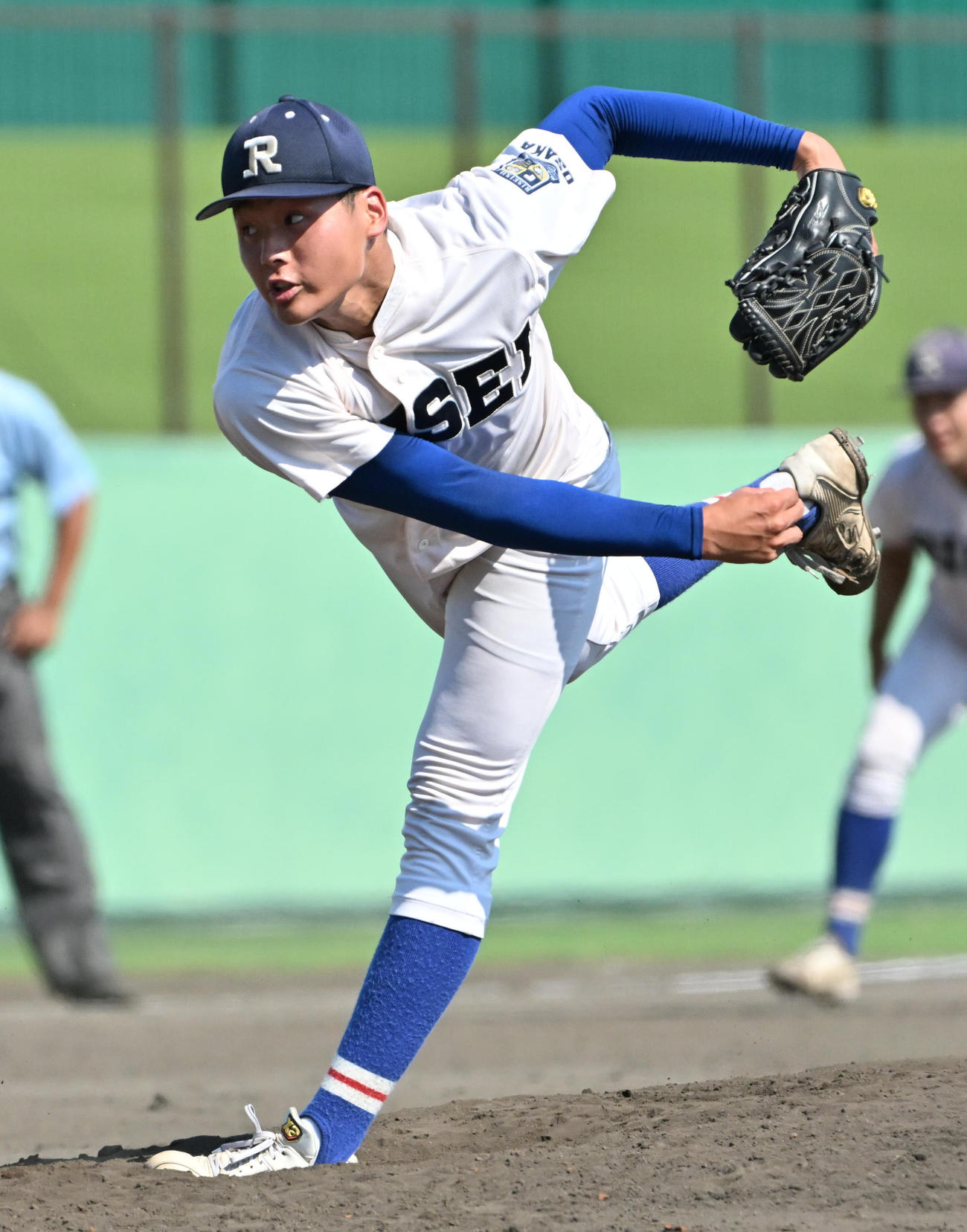 履正社対阪南大　履正社2番手の江藤幸大（撮影・石井愛子）