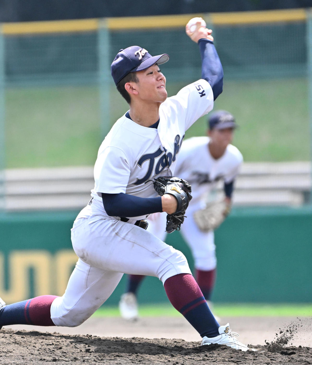 京都外大西対鳥羽　鳥羽2番手の山下航大（撮影・石井愛子）