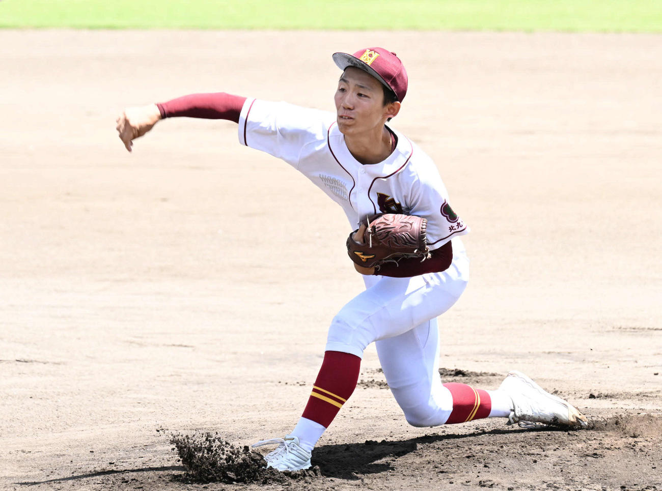 九州国際大対東筑紫学園　東筑紫学園先発の津田（撮影・林敢治）