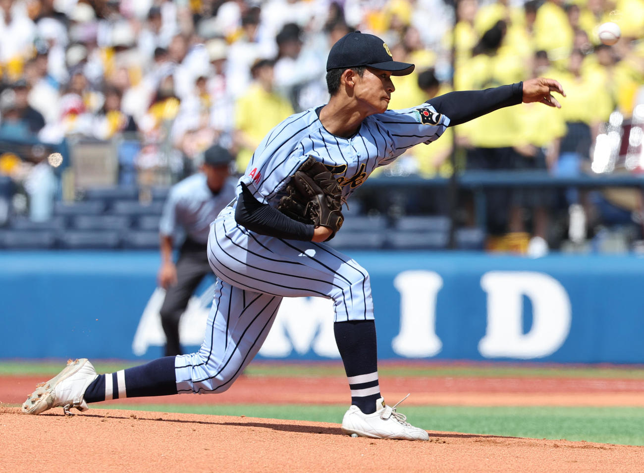 横浜対東海大相模　東海大相模先発の菅野（撮影・野上伸悟）