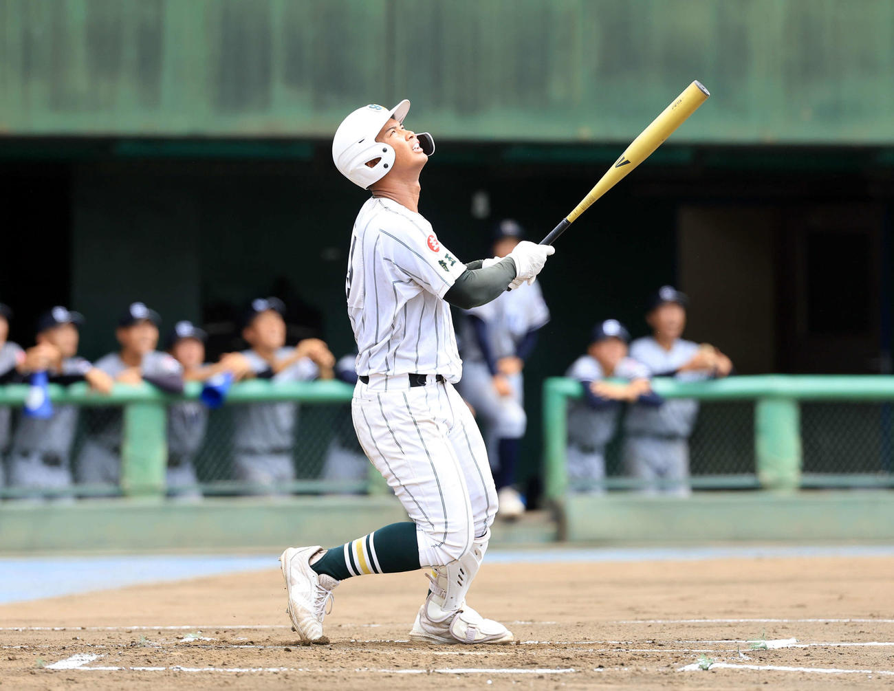 叡明対昌平　1回裏昌平2死二塁、桜井は二塁飛に倒れる（撮影・浅見桂子）