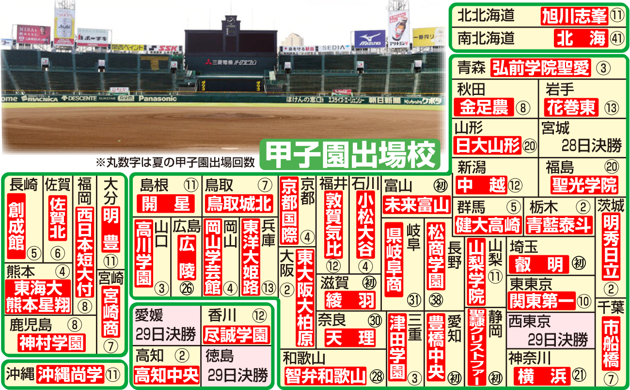 【イラスト】夏の甲子園出場校と地方大会決勝の日程