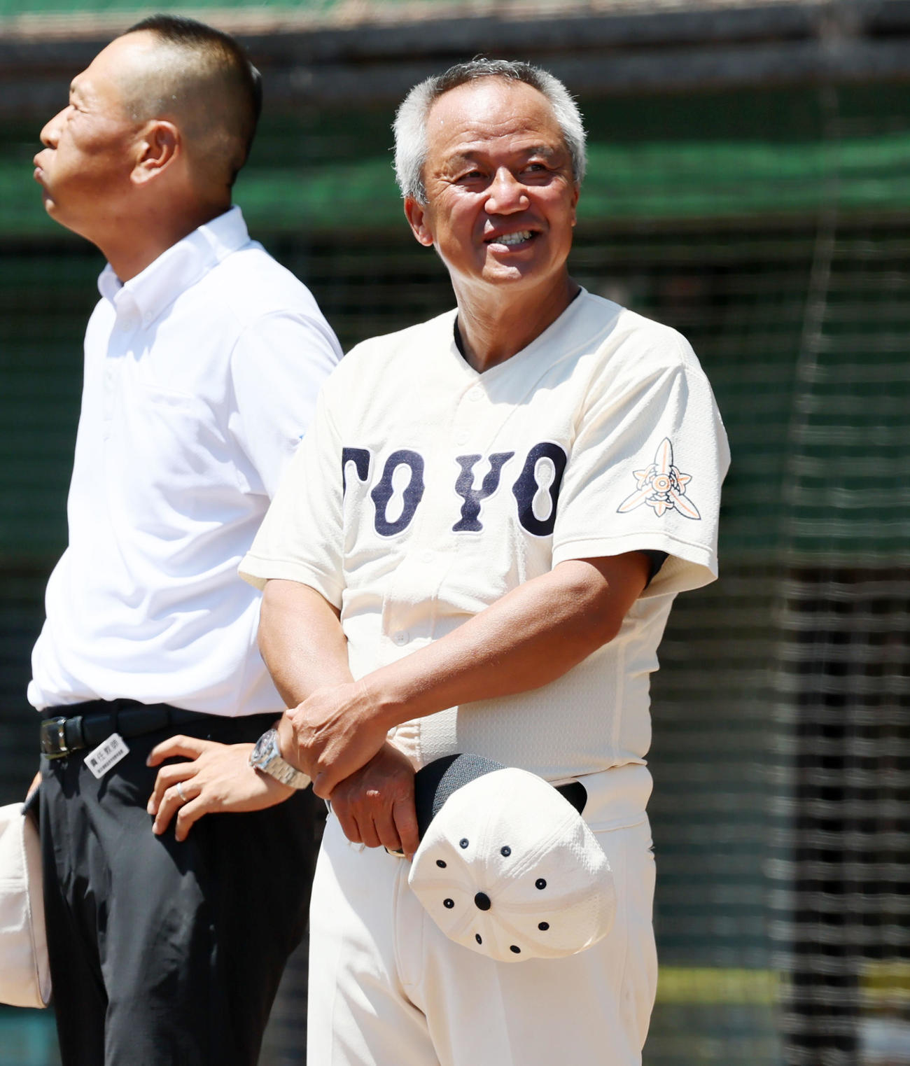 東洋大姫路対報徳学園　優勝を決め笑顔を見せる東洋大姫路・岡田監督（撮影・加藤哉）