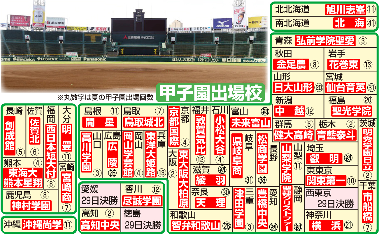 【イラスト】夏の甲子園出場校と地方大会決勝の日程