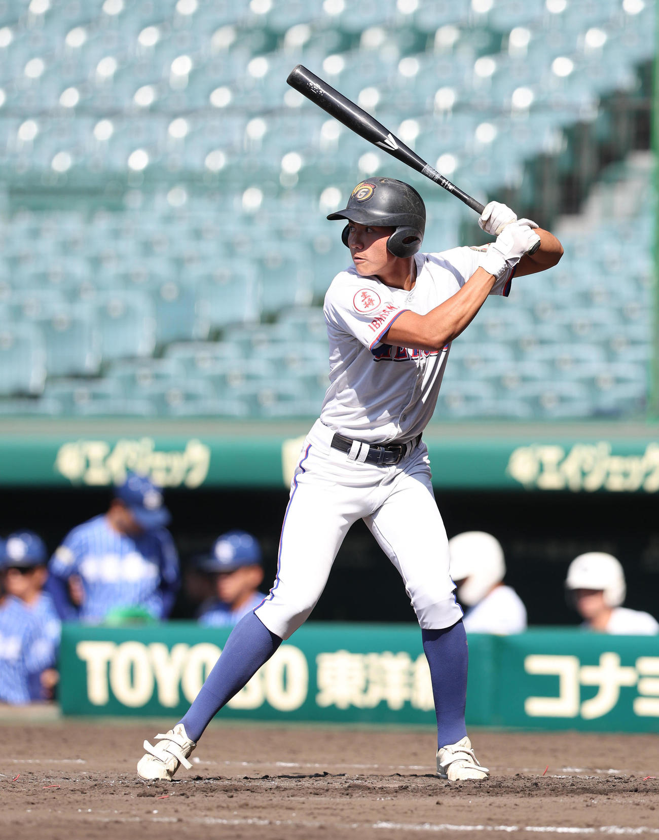 甲子園練習で打席に立つ明秀日立・能戸（撮影・白石智彦）