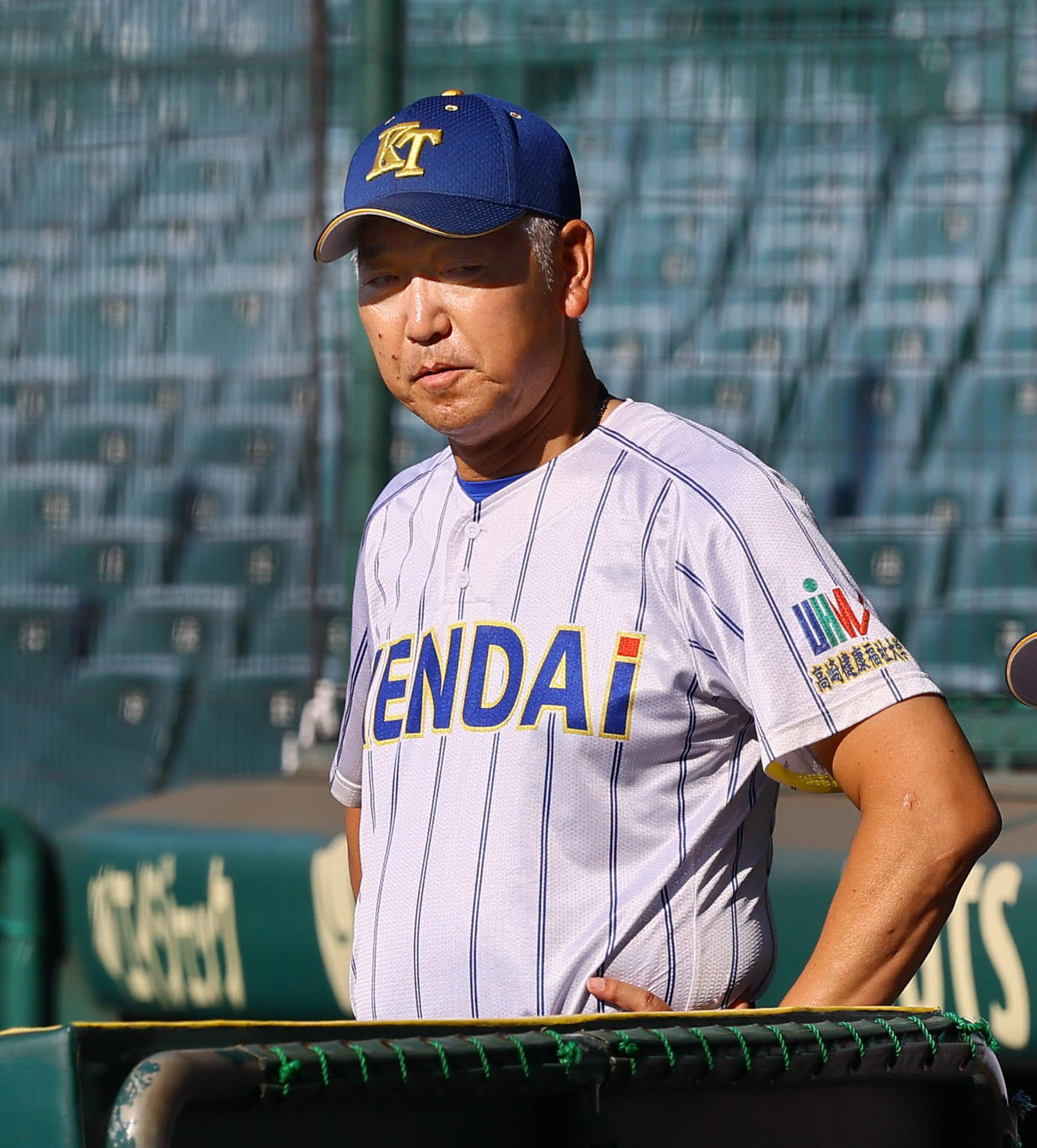 甲子園練習を行った健大高崎・青柳監督（撮影・藤尾明華）